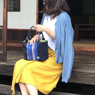 伝統織物蕨双子織　デイリーバッグ(紺)
