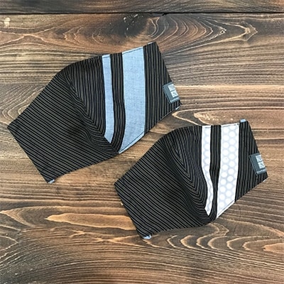 高密度綿　蕨双子織を使用した布マスク【紺茶】S・Mサイズ各1枚ずつのセット