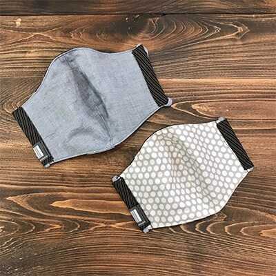 高密度綿　蕨双子織を使用した布マスク【紺茶】S・Mサイズ各1枚ずつのセット