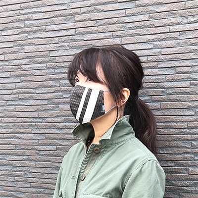 高密度綿　蕨双子織を使用した布マスク【紺茶】S・Mサイズ各1枚ずつのセット