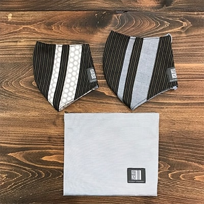 高密度綿　蕨双子織を使用した布マスク【紺茶】S・Mサイズ各1枚ずつのセット