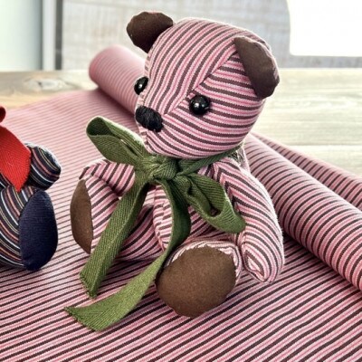 伝統織物蕨双子織で作る手作りベアキッド(ピンク)