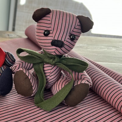 伝統織物蕨双子織で作る手作りベアキッド(ピンク)