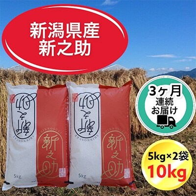 2022年2月発送開始『定期便』新潟県胎内市産新之助10kg(5kg×2)全3回