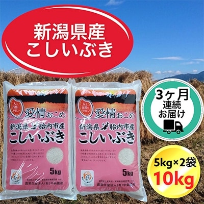 2022年2月発送開始『定期便』新潟県胎内市産こしいぶき10kg(5kg×2)全3回
