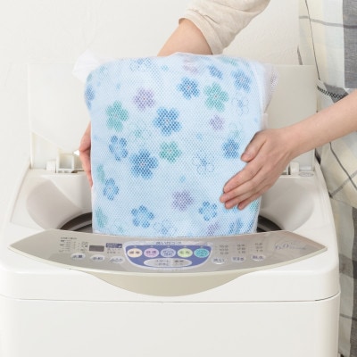抗菌防臭ガーゼ衿付肌掛けふとん　桜　シングルサイズ　2色組(ピンク/ブルー)【越後ふとん】