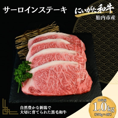 【にいがた和牛】サーロインステーキ 1.0kg(250g×4) 胎内市産 黒毛和牛