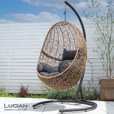 ハンギングチェア クッション付き エッグ型ゆりかご　LUCIAN ナチュラル