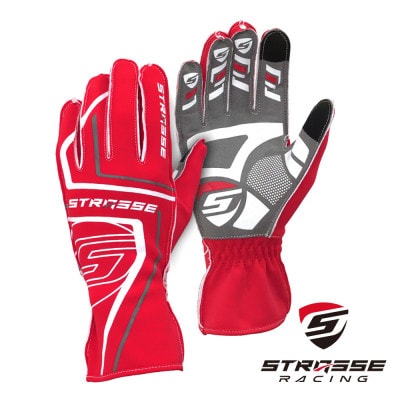 STRASSE レーシンググローブ アウトステッチ 手袋 ゲーミンググローブ レッド L