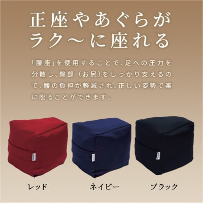 正座・あぐら用クッション「腰座」(サイズ03レギュラー×レッド)　カバー洗い可能[023M05-1]