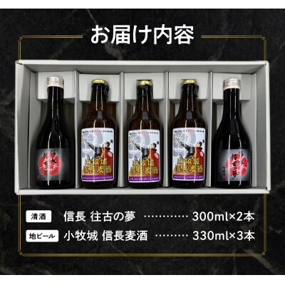 清酒「信長 往古の夢」地ビール「小牧城 信長麦酒」セット[012K01]