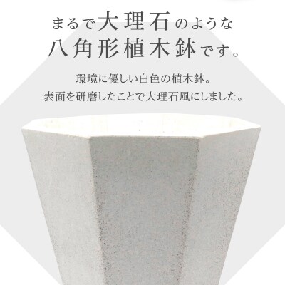 大理石風(白色)八角形植木鉢(モルタル製)[060S03] | 愛知県小牧市 