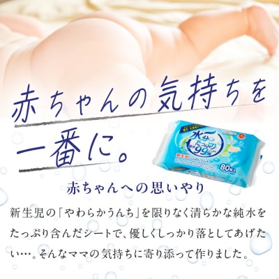 【4回定期便】水分たっぷり純水99% おしりふき80枚入×3P×12セット[032T02-T]