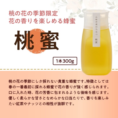 桃畑で作った完熟非加熱はちみつ食べ比べセット300gx3本(桃蜜・新蜜・極み蜜)[055A20]