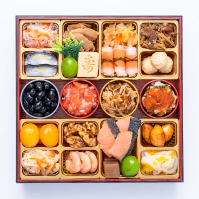 12/30・31配送 千賀屋おせち料理「福寿千」和風三段重 4～5人前 全61品 [035S05]