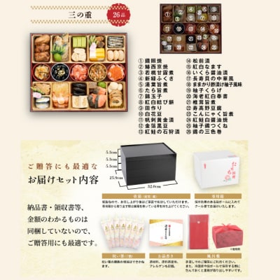 12/30・31配送 千賀屋おせち料理「千富士」和風三段重 6～7人前 [035S06]