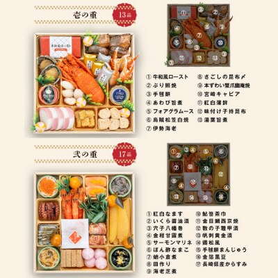 12/30・31配送 千賀屋おせち料理「千ノ幸」和風与段重 6～7人前 全58品 [035S17]