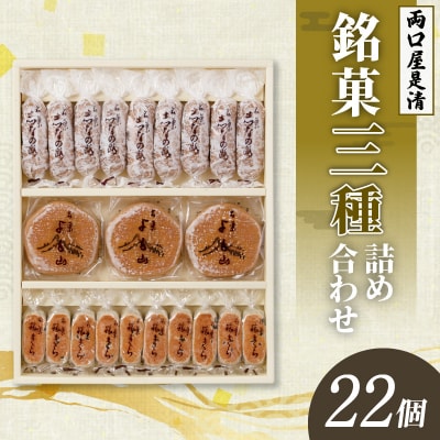 両口屋是清 銘菓詰合せ(三種類詰合せ 22個入) 手土産 老舗 贈り物 お茶菓子[045R10]