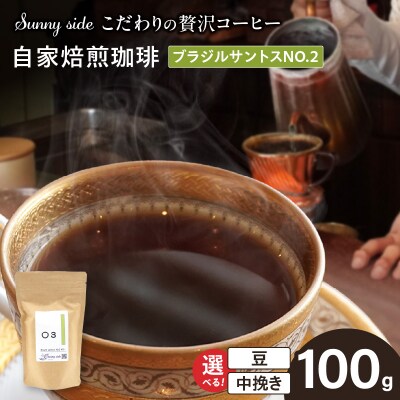 自家焙煎珈琲ブラジルサントスNO.2(100g)(中挽き)　[137S05-02]