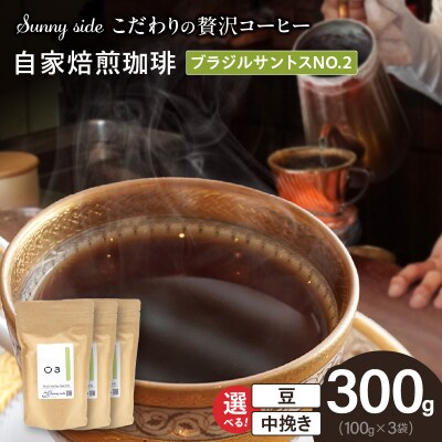 自家焙煎珈琲ブラジルサントスNO.2(300g)(中挽き)　[137S11-02]