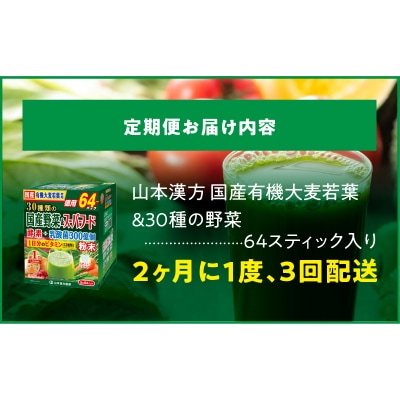 【2ヶ月に1度、3回送付定期便】国産有機大麦若葉&30種の野菜　[027Y30-T]