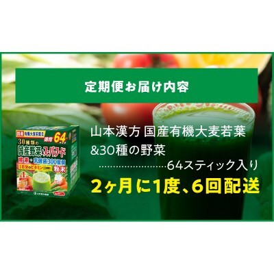 【2ヶ月に1度、6回送付定期便】国産有機大麦若葉&30種の野菜　[027Y31-T]