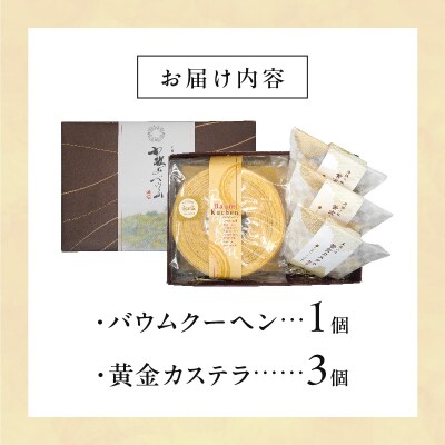 尾張小牧黄金カステラと小牧山城バウムクーヘンのセット 名古屋コーチン 和三盆[120A03]