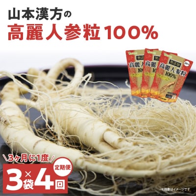 【3ヶ月に1度、4回送付定期便】山本漢方の無添加高麗人参粒　[027Y19-T]