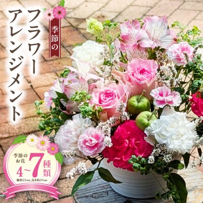季節のお花4種類～7種類使用　季節のフラワーアレンジメント[142F02]