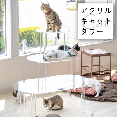 アクリル製キャットタワー3段 [149F01]