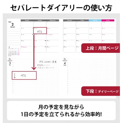 セパレートダイアリーデイリー&マンスリーB6　1月始まりホワイトベージュ [082I05-02]
