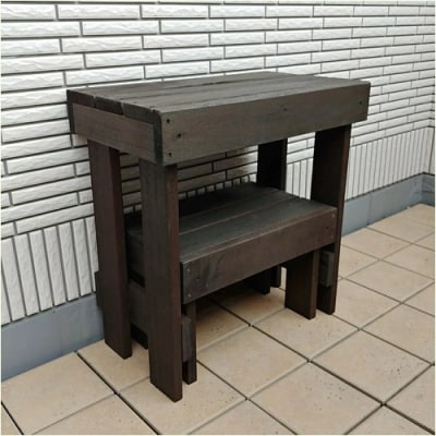 ウッドガーデンスタンド2台セット 幅45cmと幅36cm　花台 ガーデニング雑貨[161P01]