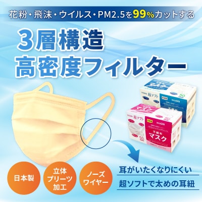 超ソフト 耳がいたくなりにくい不織布マスク 50枚入【大人用サイズ】　[169N01-02]