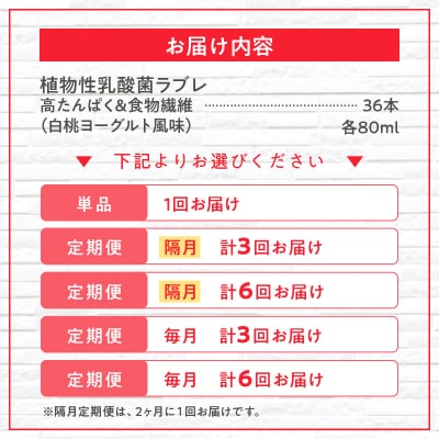 【隔月 計6回定期便】植物性乳酸菌ラブレ高たんぱく&食物繊維36本(計216本)[052S15-T]