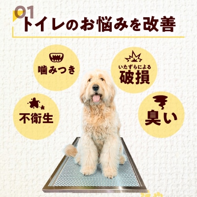 犬用ステンレス製トイレトレイ(段付きタイプ・スーパーワイドサイズ)[068N03]