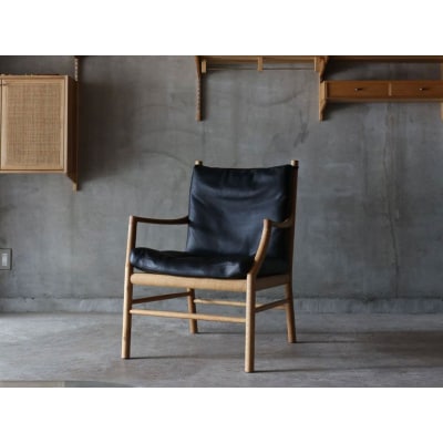 【HOFF&Co.】リビングチェア　椅子 一人掛け 無垢材 本革 クッション[183H04]