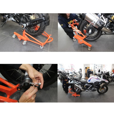 バイクスタンド ガレージREVO BMW極太貫通ショートタイプ 色:ホワイト[184M04-04]