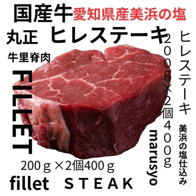 【食肉総合卸 丸正】国産牛ヒレステーキ400g 愛知県産美浜の塩味 [153M03]