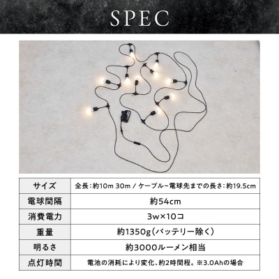 アウトドアに最適なストリングライト|でんらい Z042 電球色[172C11-01]