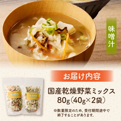 【数量限定】国産乾燥野菜ミックス80g(40g×2袋)[175R02]