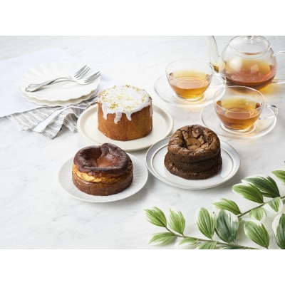 名古屋コーチン卵のバスクチーズケーキ&レモンパウンドケーキ&ほうじ茶ショコラセット[057M17]