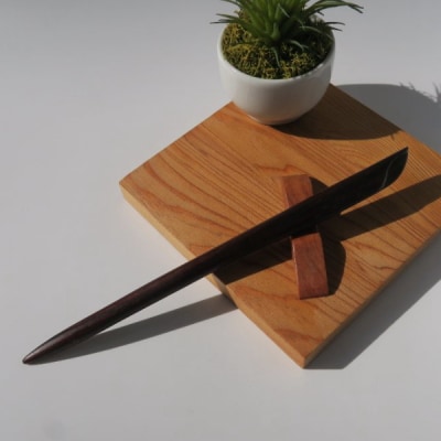 木製かんざし リーフ型 標準サイズ (紫檀) [195S28-01]