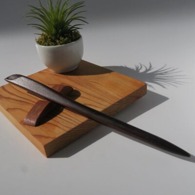 木製かんざし リーフ型 標準サイズ (紫檀) [195S28-01]