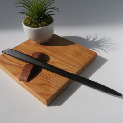 木製かんざし リーフ型 標準サイズ (黒檀) [195S28-02]