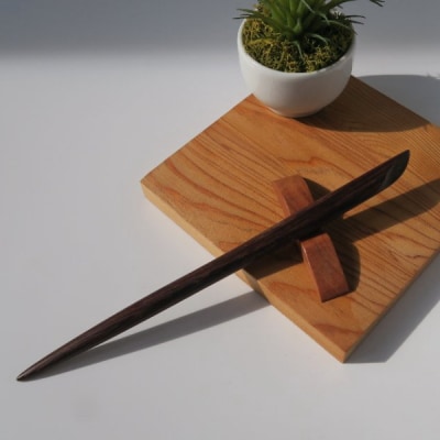 木製かんざし リーフ型 標準サイズ (タガヤサン) [195S28-03]