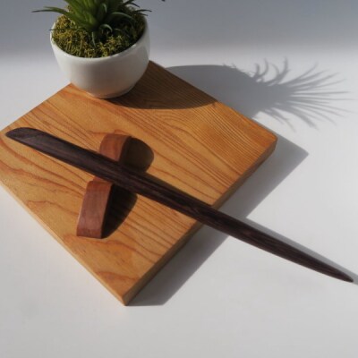 木製かんざし リーフ型 標準サイズ (タガヤサン) [195S28-03]