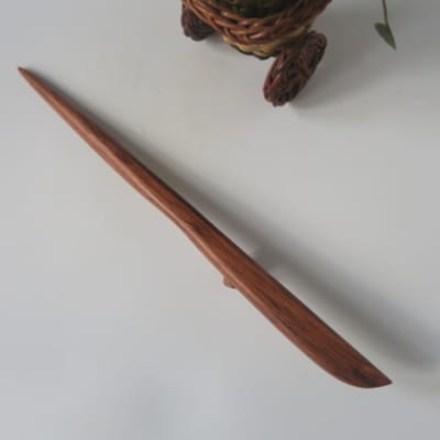木製かんざし リーフ型 ロングタイプ (ローズウッド) [195S29-04]
