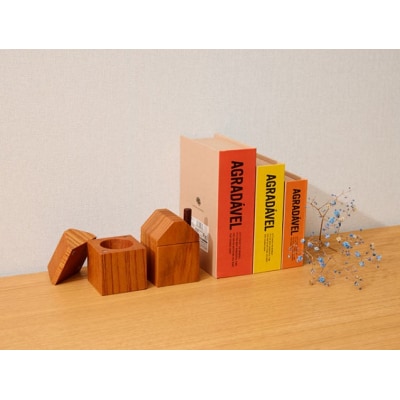 えんとつ屋根のおうち型乳歯ケース(ケヤキ)[087Y10-01]