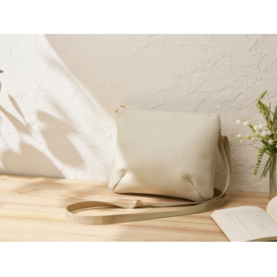 本革製ポシェット　ホワイト[074K10-01]