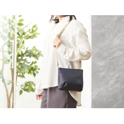 本革製ポシェット　ネイビー[074K10-02]